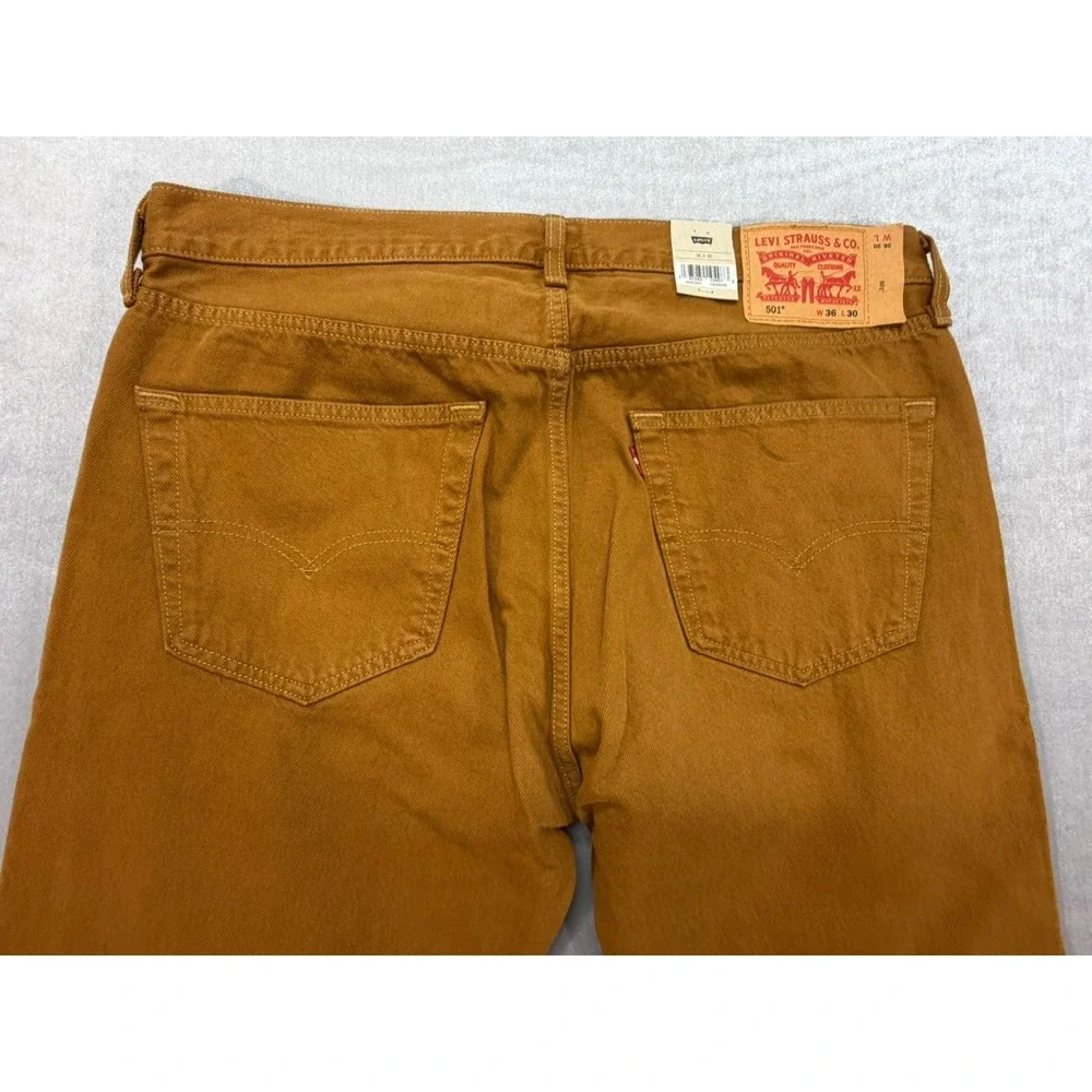 Levis 501 Men's Original‎ Fit Button Fly Tobacco Colored Jeans 36x30 NWT